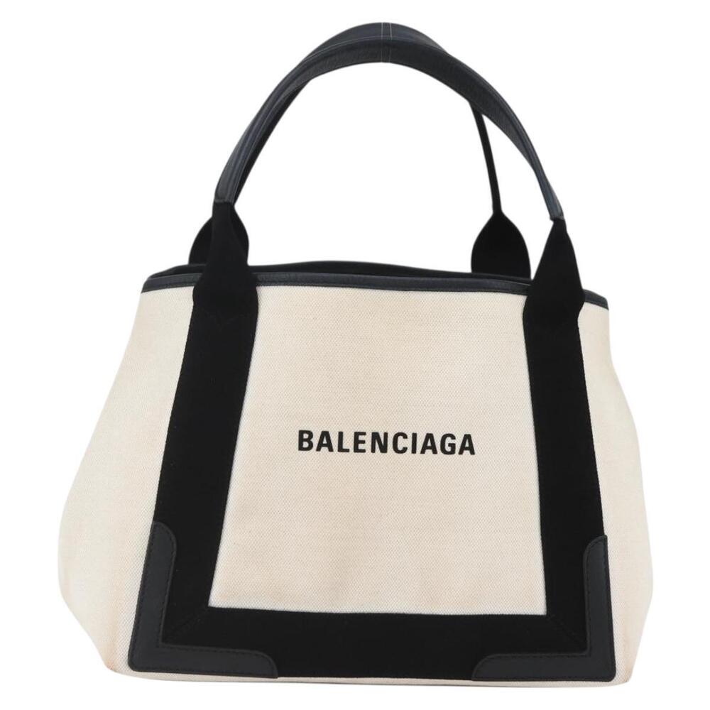 BALENCIAGA Navy kabas M Hand Bag Canvas White Black Silver 339933 Auth BA9416 - Picture 13 of 16